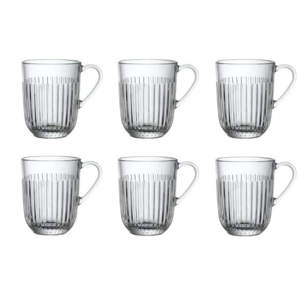 Theeglas met ribbel - hoog set 6 stuks