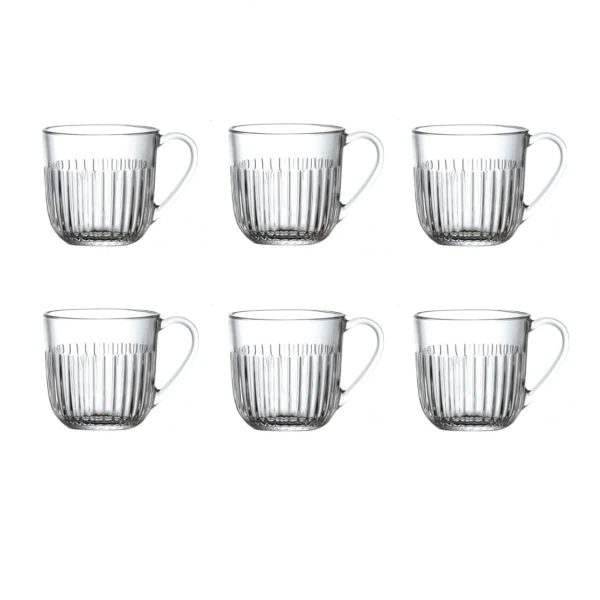 Theeglas met ribbel - laag set 6 stuks