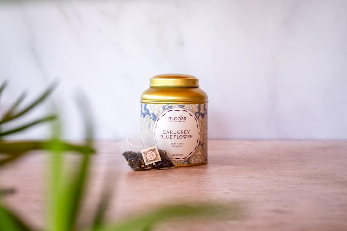 Theeblik incl. 20 builtjes - Earl Grey Blue Flower